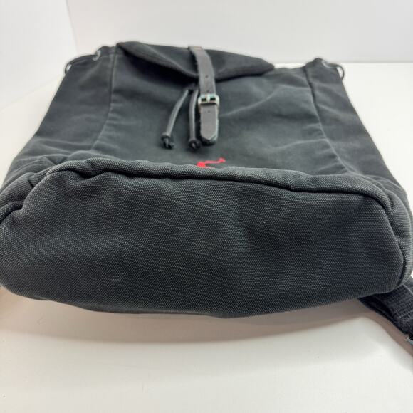 Vtg Polo Ralph Lauren Backpack Embroidered BigPony Logo Black Red Canvas Leather - Picture 2 of 11